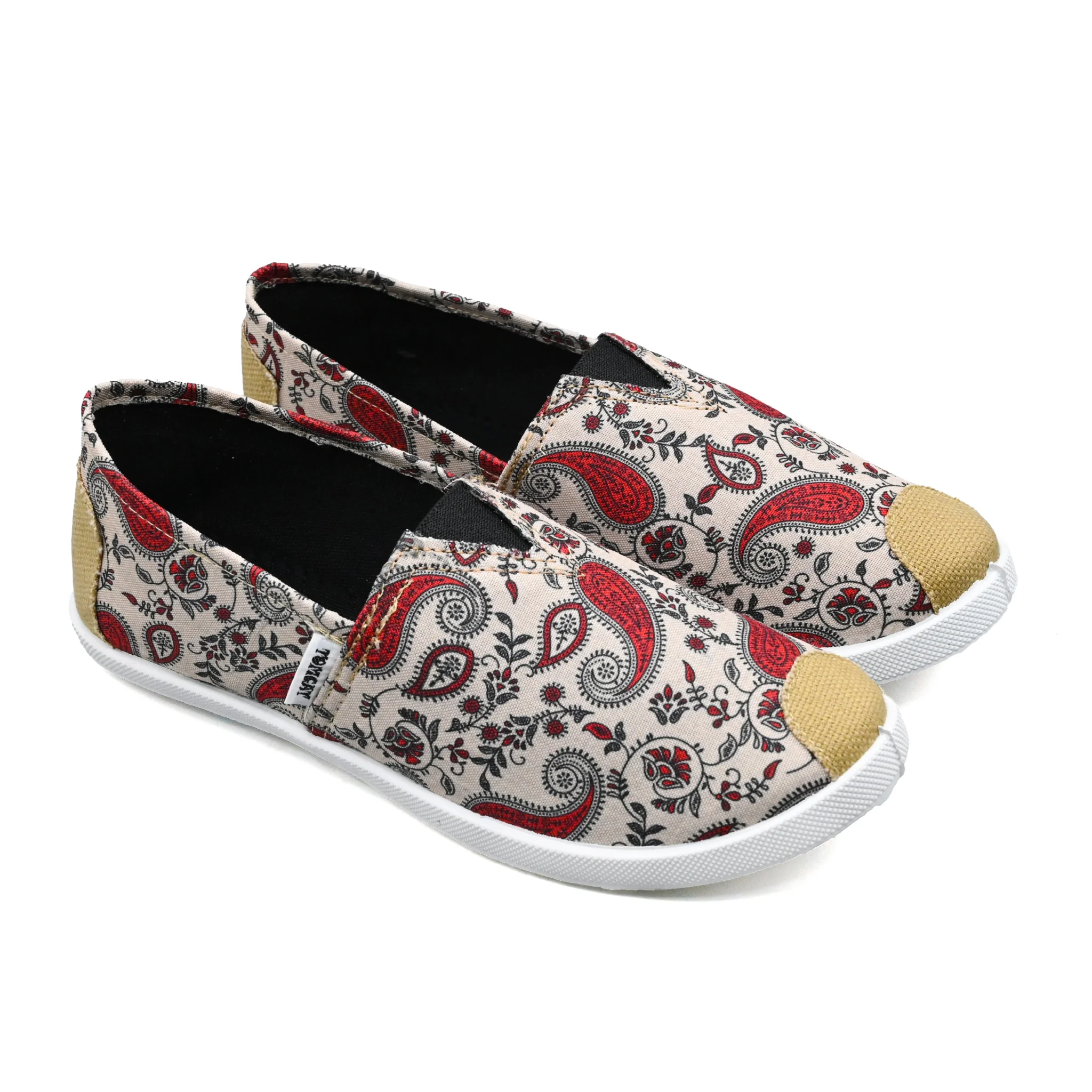 Emmy Chapisha Flowy Slip-Ons Canvas Shoes – Paisley Red - Image 3